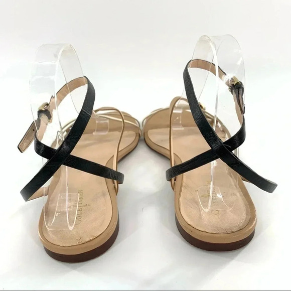Cole Haan sandals size 8.5 black tan leather strappy ankle strap minimalist - Picture 4 of 14